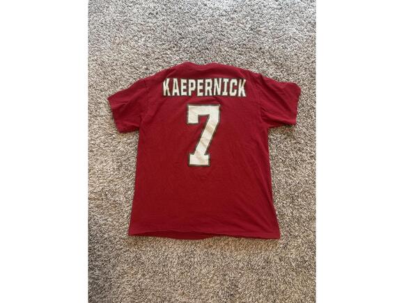 Men NFL Team Apparel Red 49ers Kaepernick #7 T-Shirt L - Picture 3 of 4